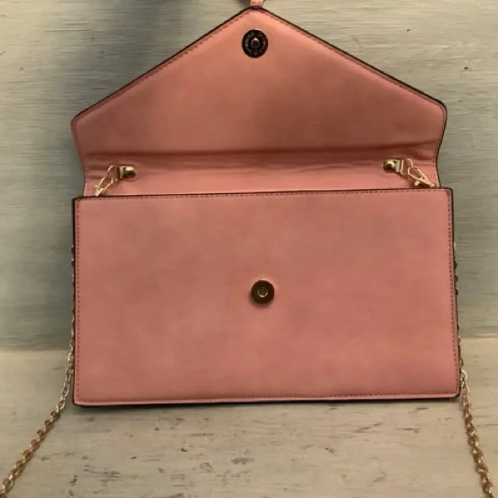 Blush Pink Faux Leather Crossbody Bag‎ Purse Good Condition